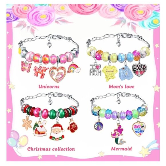 Unicorn Charm Bracelet Kit For Kids - DIY Jewelry Craft Set With Magical Sparkle - Picture 3 of 4